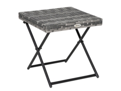 Mesa De Jardín Con Centro De Mesa De Poliratán, Plegable De Metal, Gris, 40 Cm