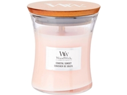 Vela perfumada Woodwick Sunset, modelo pequeño rosa para interiores