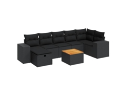 Juego de 8 sofás de jardín con cojines de mimbre, color negro, EXCLUSIVA MAISON (N/D)