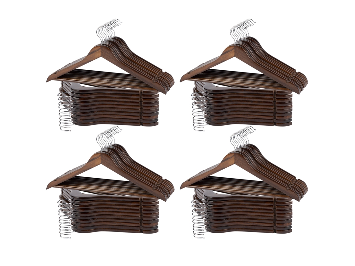 Max Home Pack 80 Perchas De Madera Color Marrón