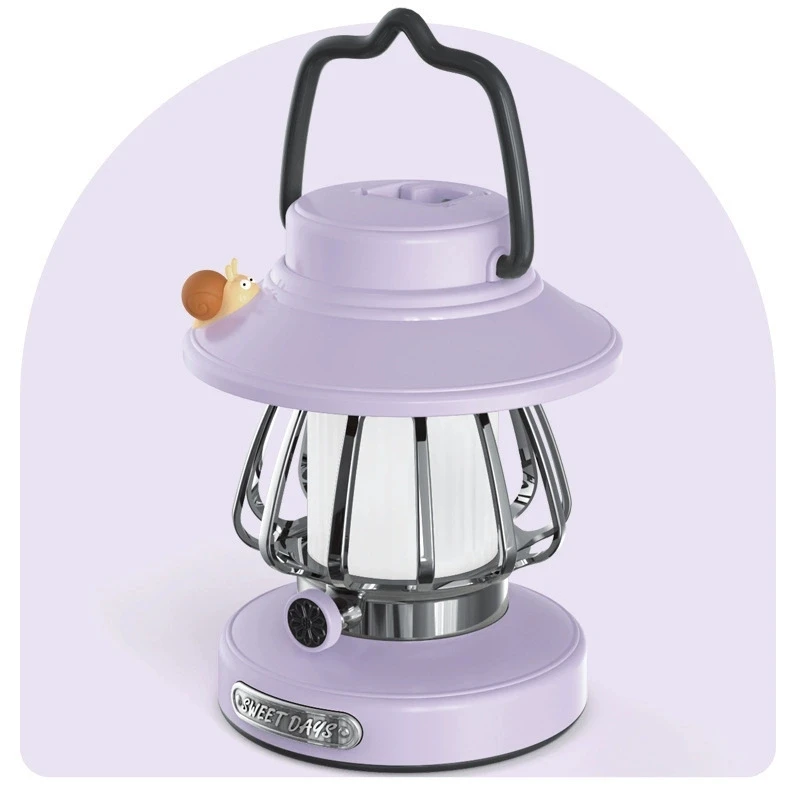 Linterna Portátil Recargable Para Camping (morada), Mini Luz Nocturna Para Exteriores, Funciona Con Pilas.