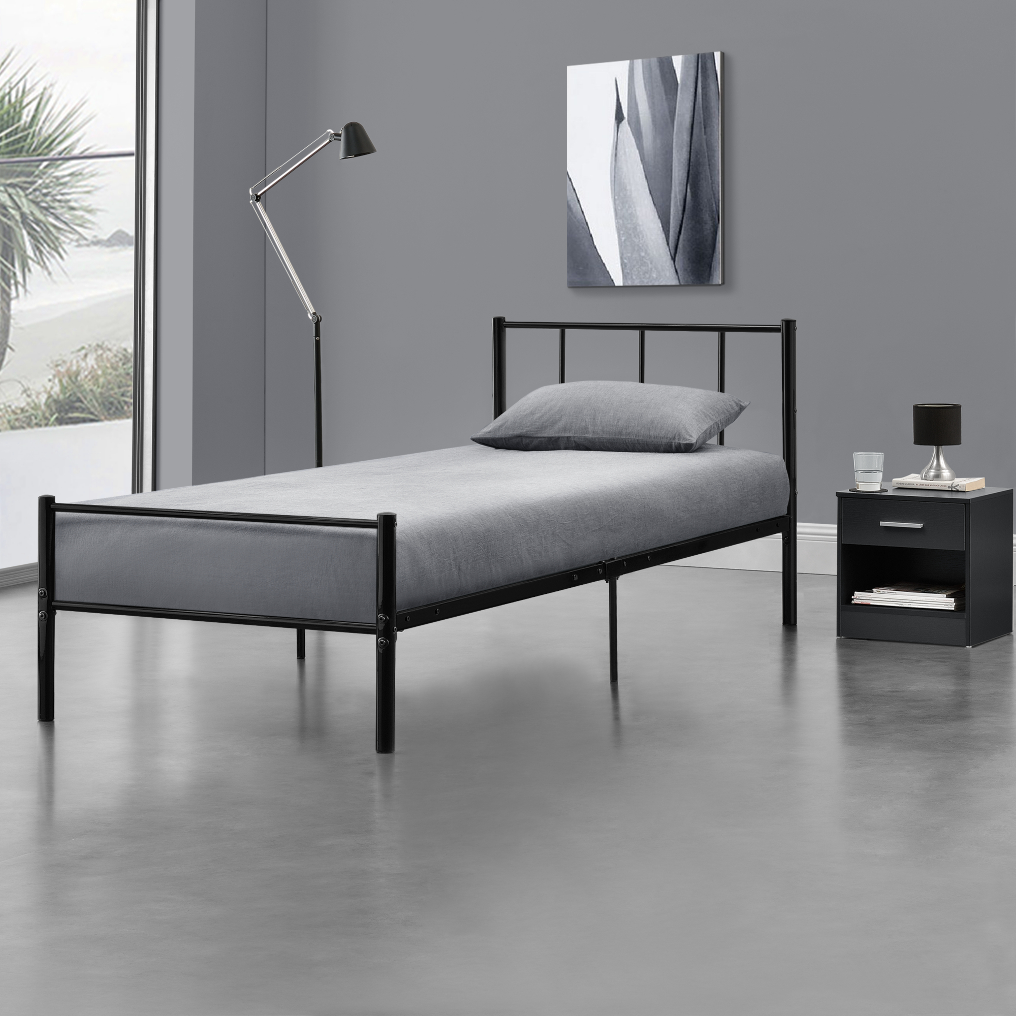 Cama [EN.CASA] (Metal - Negro - 90x200 cm)