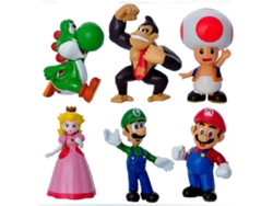 6 Figuras EASTVAPS Super Mario Luigi Yoshi's Princess Peach Donkey Kong