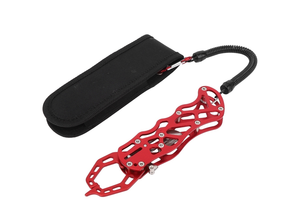 Alicates De Pesca De Aleación De Aluminio Con Diseño Hueco, Herramienta Para El Control De Las Pinzas De Los Peces, Color Rojo.