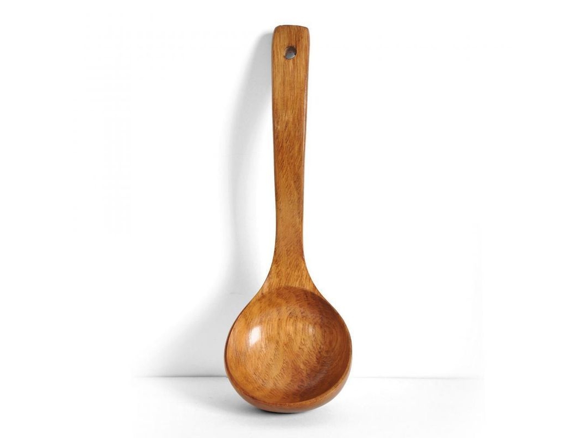 Rebe-cuchara hecha de madera natural de manga larga, utensilio de cocina práctico para sopas y gachas, hecho a mano.