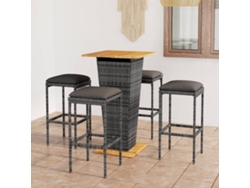 Conjunto de bar de jardín DKD Home Decor de 10 piezas con cojines, mimbre gris
