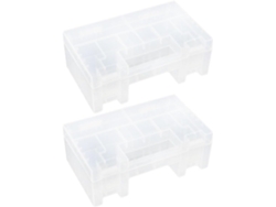 Organizador de baterías de 2 piezas con múltiples compartimentos y tapa.