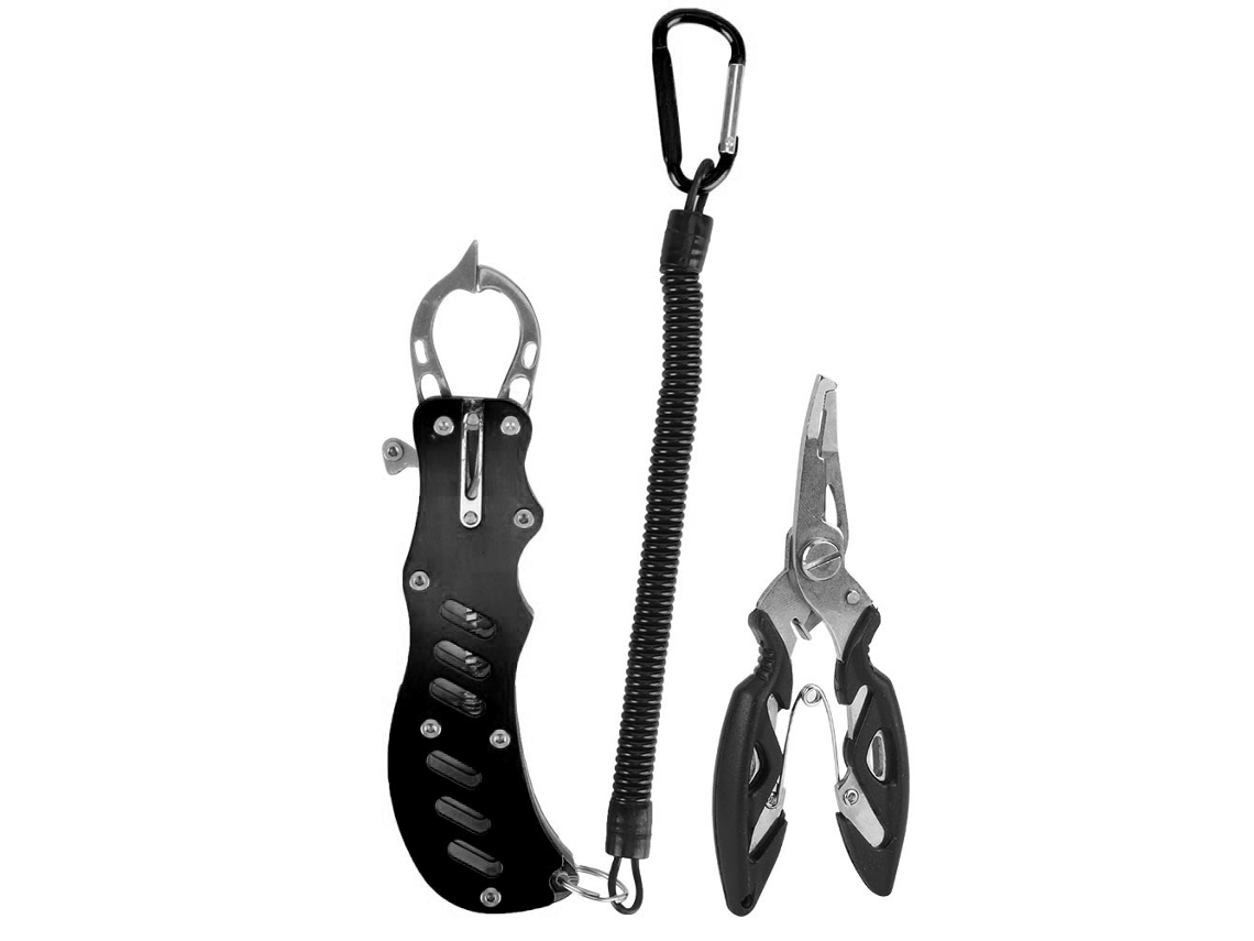 Alicates De Pesca Multifuncionales Portátiles Con Agarre Para Peces, Cordón Y Estuche Negro.