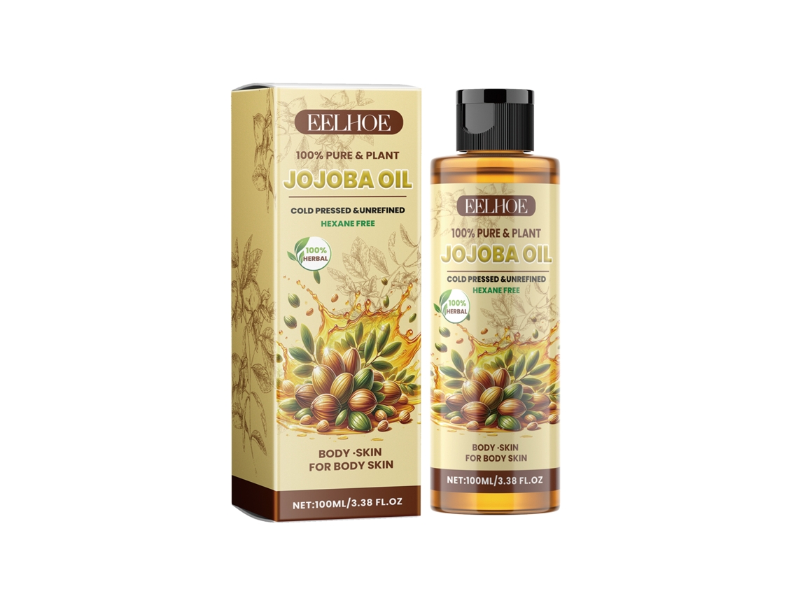 Aceite de jojoba para el cuerpo, hidratante y nutritivo con ácido hialurónico y vitamina C, 100 ml.