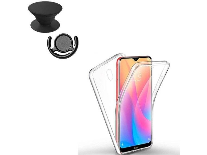 Kit Funda, 1 PopSocket y 1 Soporte PopSocket Xiaomi Redmi 8A 360° Transparente