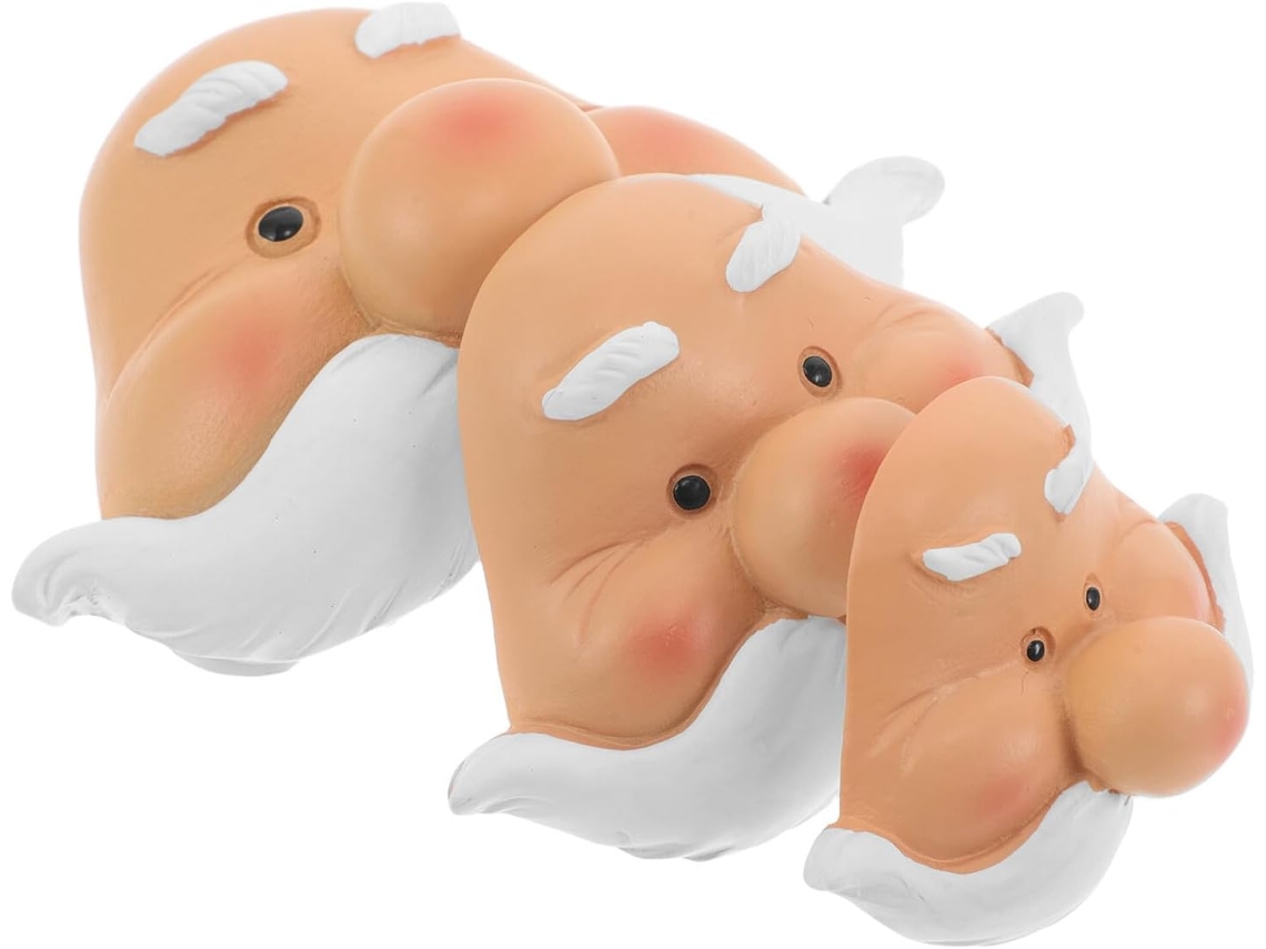 Juego de 3 miniaturas de cabujón de resina con caras de Papá Noel, ideales para manualidades navideñas, fabricación de muñecas y Gokoco