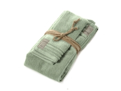 Coppia Asciugamano Fazzini In Spugna 550gr/mq Di Puro Cotone Verde Eucalipto