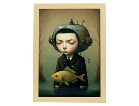 NACNIC Poster Conexión En Estilo Surrealismo Cinematográfico Ilustraciones Y Grabados De Historieta Abstracta Y Artística A3 Marcos Madera