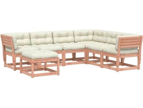 Conjunto 7 de muebles jardín VIDAXL y cojines madera abeto Douglas
