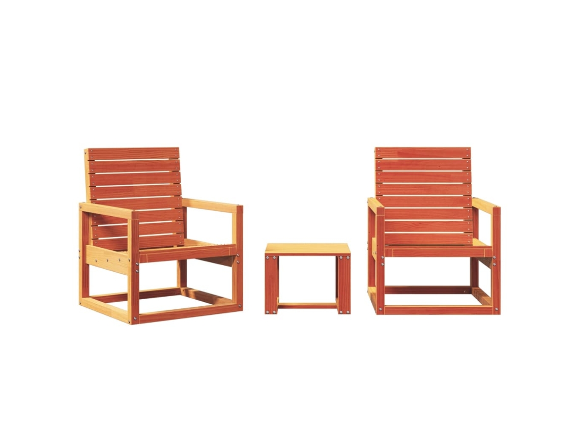 Maison Exclusive - Juego De Muebles Jardín 3 Pzas Madera Maciza Pino Marrón Cera