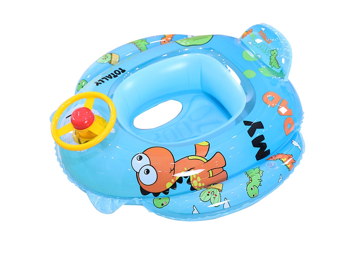 HYMNORA Anillo Hinchable Infantil con Volante y Bocina, Diseño Sirena, Barco para Bebés, Aro de Natación, Juguete Acuático de Verano