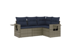 Maison Exclusive - Conjunto De Sofá De Jardín De 4 Piezas Con Cojines, Poliratán Gris