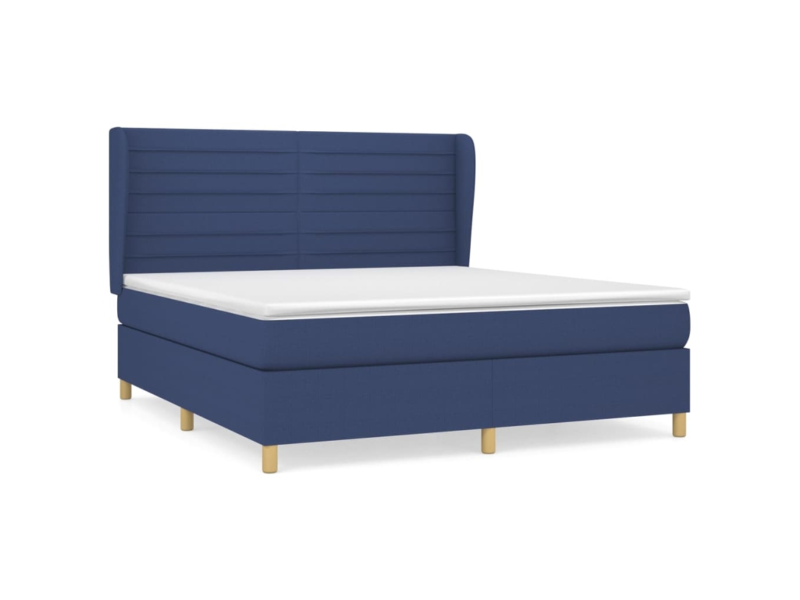 vidaXL Cama con somier y colchón 160x200 cm tela azul