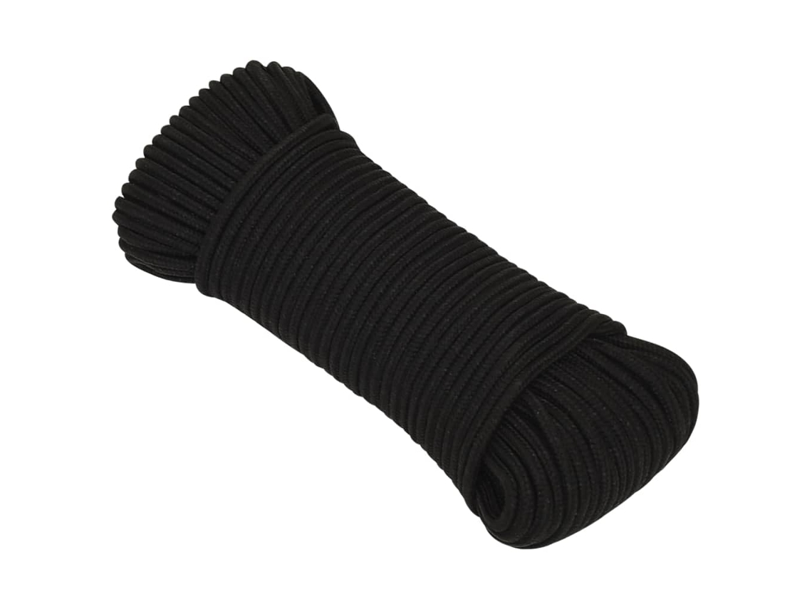 Cuerda De Trabajo Poliéster Negro 4 Mm 50 M