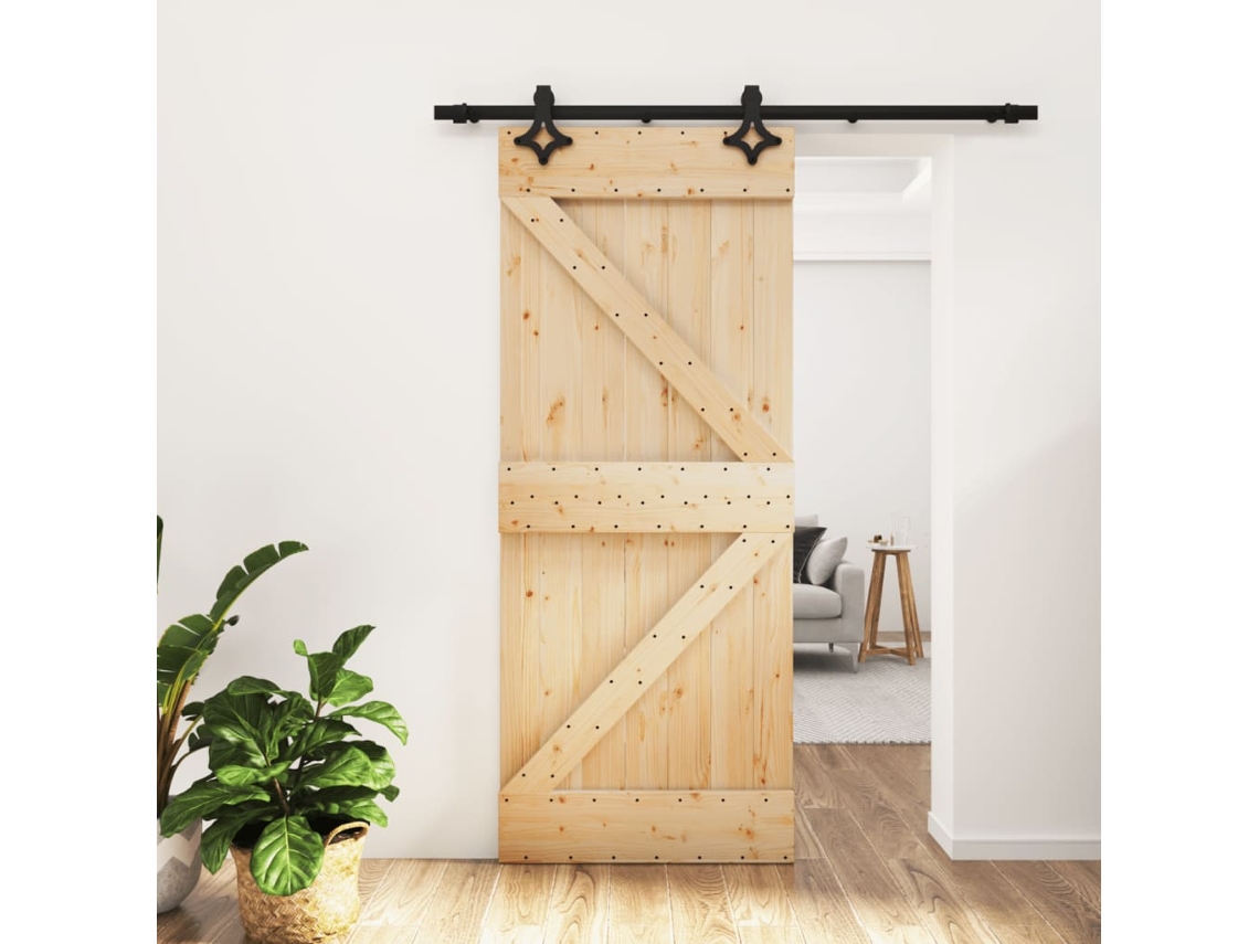 Puerta corredera con herrajes 85x210 cm madera maciza de pino LOVELY HOME