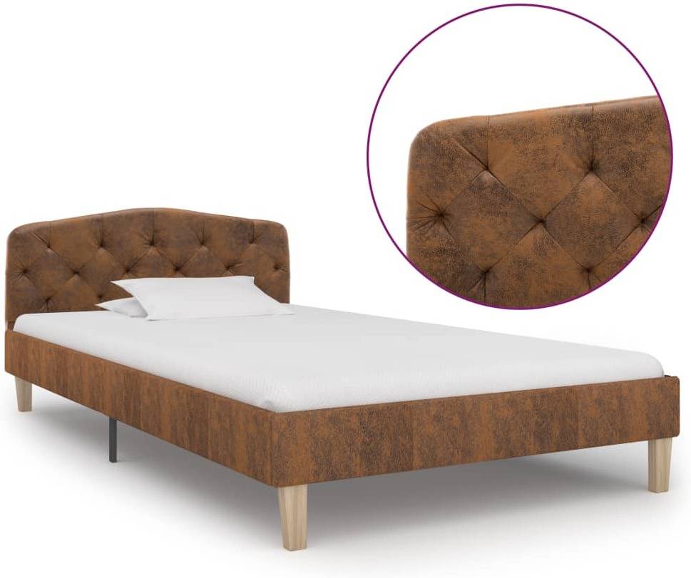 Cama VIDAXL 284936 Suede Artificial Marrón (Compatible con Colchón: 90x200 cm)
