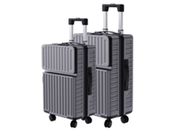 Set De 2 Maletas De Viaje Rígidas Abs Grises - Cabina 20" Y Mediana 24" - Ruedas 360º Y Cierre Tsa - Diseño Moderno Y Resistente
