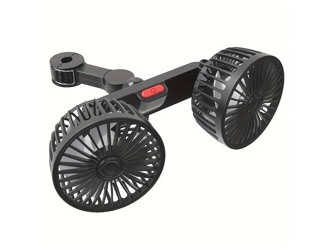 Nuevo Miniventilador De Doble Cabezal Para El Asiento Trasero Del Coche, Con Velocidad Ajustable Y Función De Rotación Multiángulo.