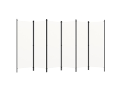 Biombo divisor de ambientes, 6 paneles, 300 x 180 cm, tela blanca y planchado, Dec031047