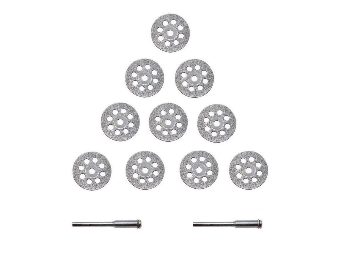 10 discos de diamante de 22 mm + 2 mandriles de acero al carbono y aluminio para cortar gemas, vidrio, cerámica, porcelana y cubos.