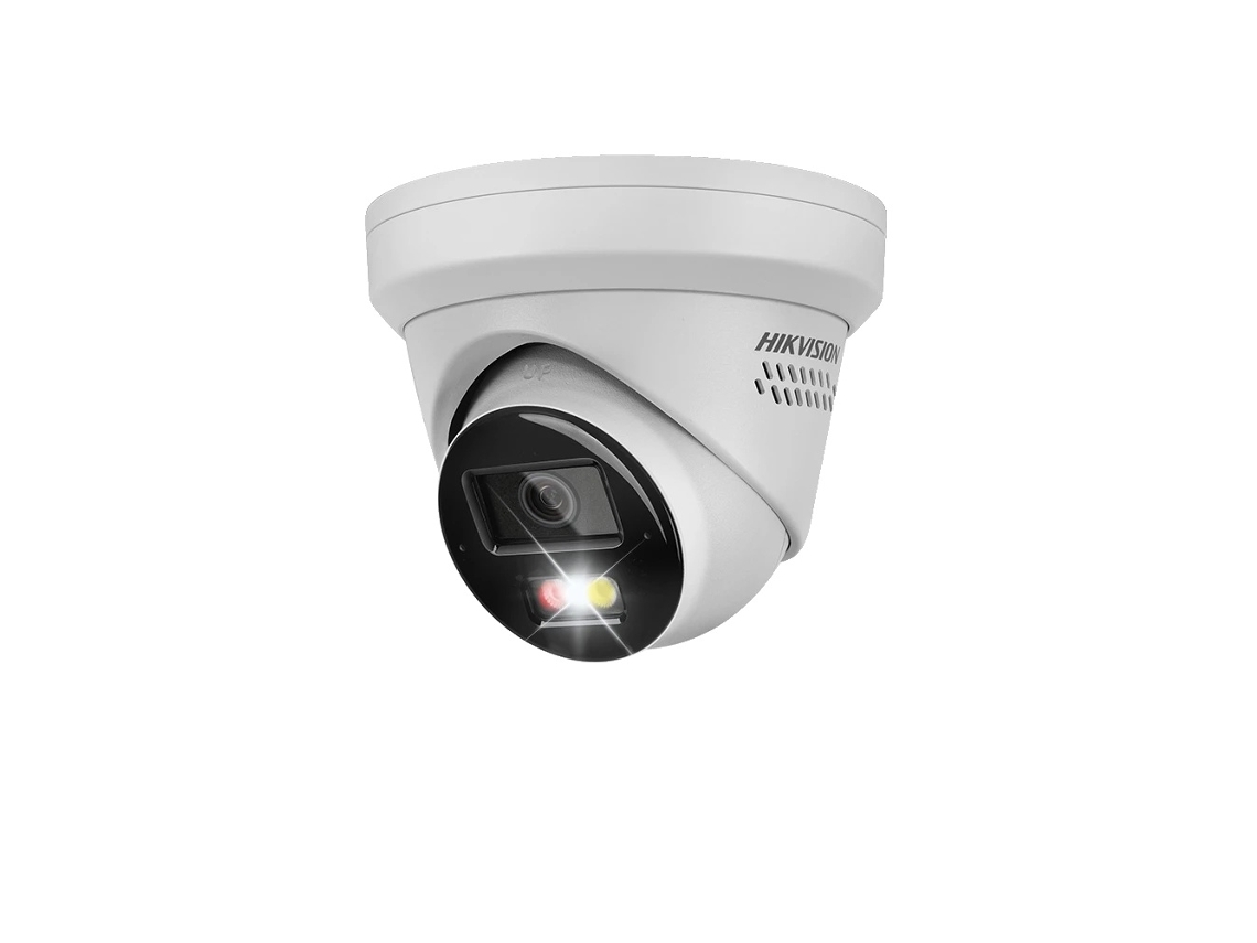 Cámara IP, resolución de 8 MP, audio bidireccional, conector de 2,8 mm, alarma con luz blanca.