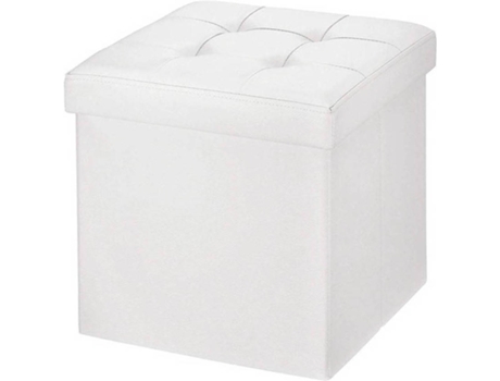 Silvano 49ottbla Cuero 6x38x38 cm puff de moderno en polipiel tipo otomano forma cubo individual almacenamiento con tapa acolchada 38