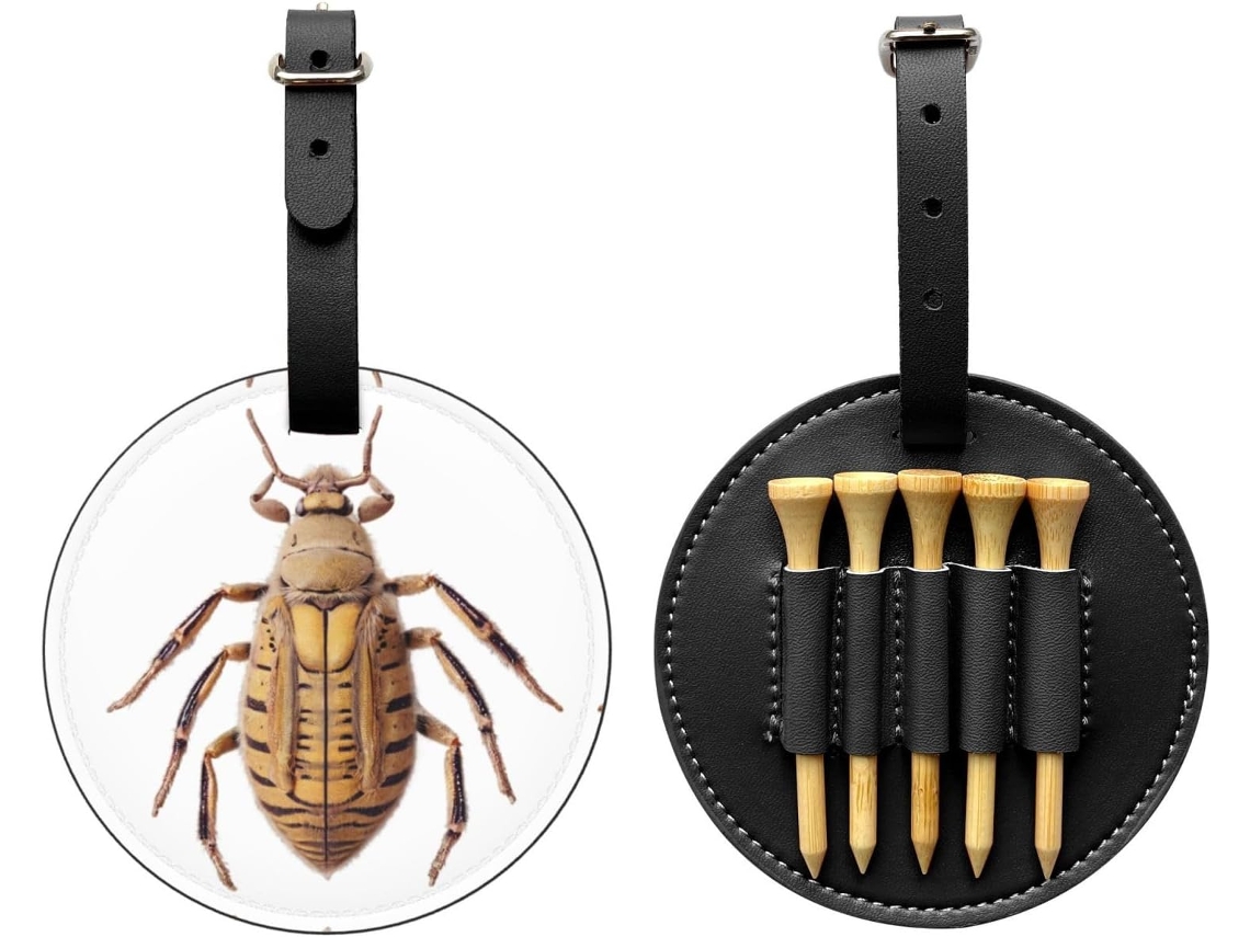 Bolsa para tees de golf con estampado de insectos negros, negra, sin marca.