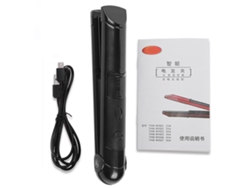 Plancha Y Rizador De Pelo Inalámbrico Recargable Mini Herramienta De Peinado (negro)