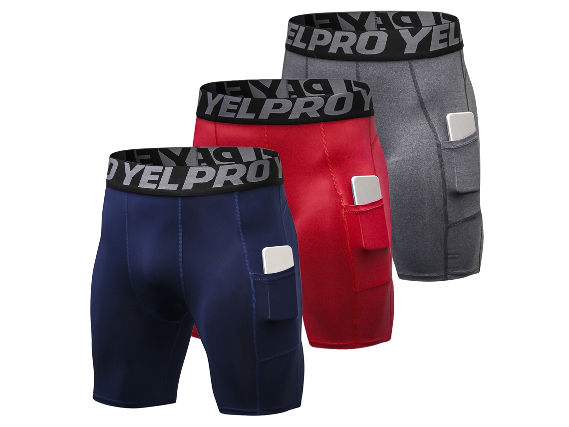 Pack De 3 Pantalones Cortos Deportivos Para Hombre Con Bolsillo Para Entrenamiento Activo Y Gimnasio.