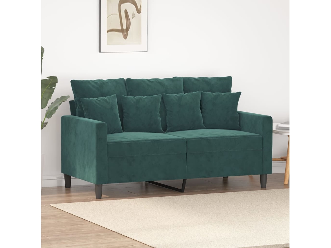 Sofá De 2 Plazas De Terciopelo Verde Oscuro 120 Cm