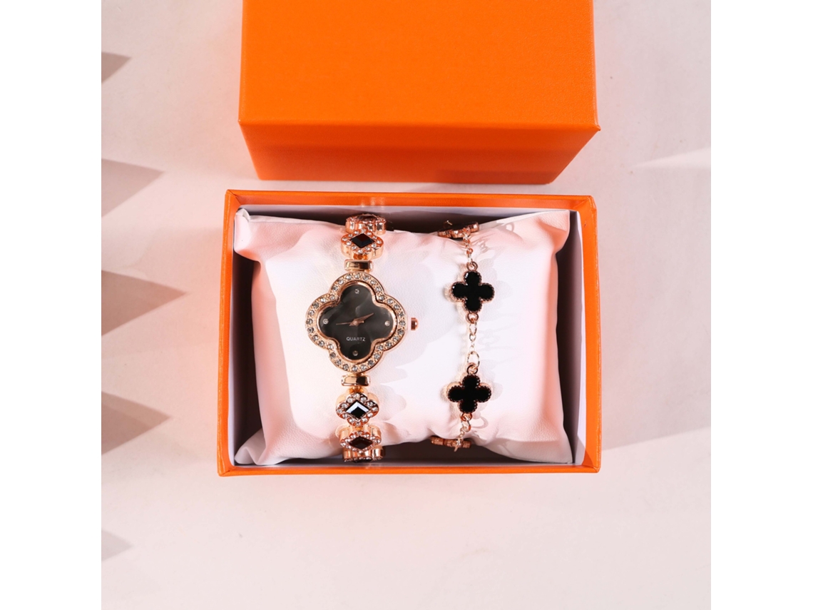 Set de regalo para mujer con reloj de pulsera de malla y caja naranja SPQMENT