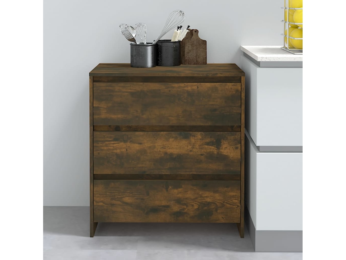 Aparador Madera Contrachapada Color Roble Ahumado 70x41x75 Cm