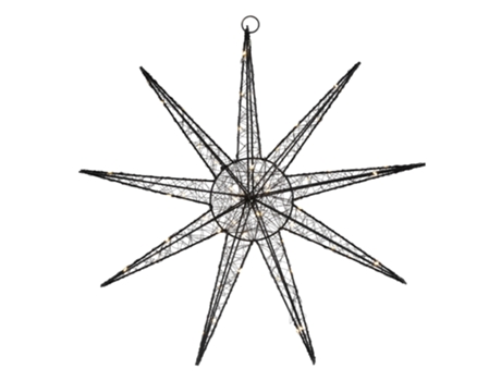 Estrella de navidad con 50LED copo de nieve colgante metal negro adorno navideño