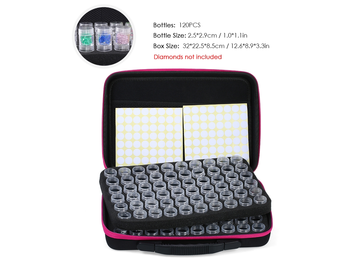 Caja De Almacenamiento Eva Diamond Con Capacidad Para 120 Botellas Transparentes Y Cremallera Portátil Resistente A Los Impactos.