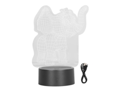 Luz nocturna de elefante 3D, 7 colores, control táctil, recargable por USB con batería