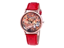 Reloj De Pulsera Analógico De Dial Redondo De Cuarzo Moda (rojo)
