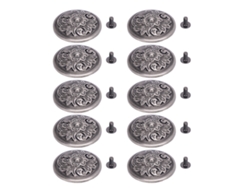 10 Juegos De Remaches Y Tornillos De 32 Mm Con Textura Floral, Tornillos En Cruz De 7 Mm Para Cuero, Metal Gris