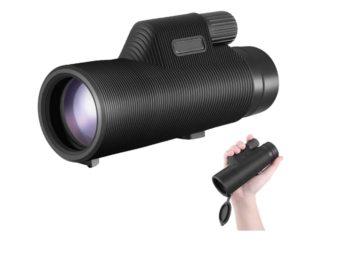 Telescopio monocular HD 12x50 para adultos, 16,55 mm, Bak4 Prism, alta definición, visión nocturna con poca luz, color negro USHION