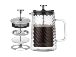 Cafetera de émbolo de vidrio con tapa de rosca para preparar café filtrado (600 ml) Spqment