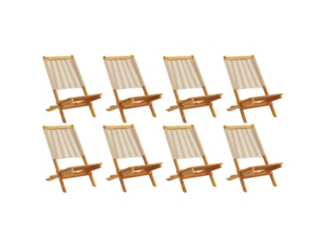 Conjunto 8 Silla De Jardín VIDAXL Beige Madera