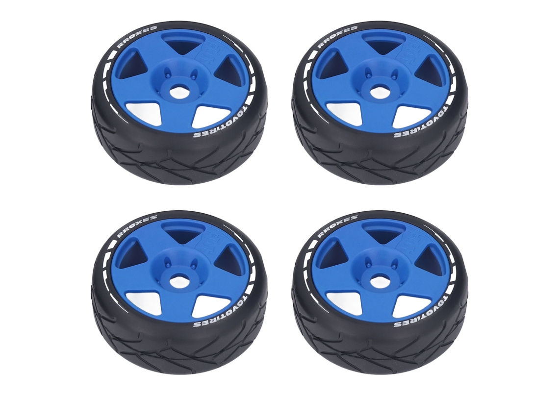 4 Ruedas De Carreras Rc Gt A Escala 1/8 Con Base Antideslizante, 17 Mm, De Alto Agarre, Resistentes Al Desgaste, Color Azul.