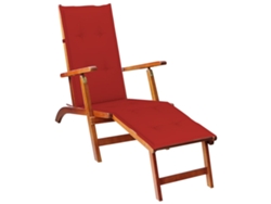 Tumbona Chaise Longue de Exterior con Apoyo para Pies y Cojín de Madera de Acacia Maciza