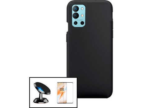 Carcasa + Protector + Soporte Magnético OnePlus 9R PHONECARE Silicona Líquida Negro