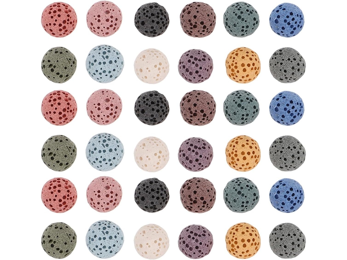 Difusor De Fragancias De Piedra Volcánica Con 42 Perlas Redondas De Aceite Esencial (8 Mm) - Ambientador