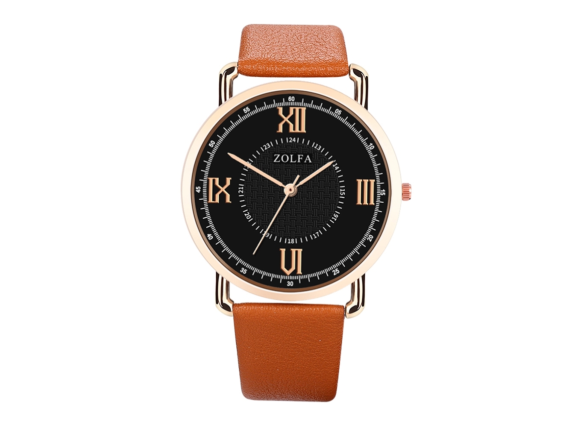 Reloj De Pulsera Para Hombre Con Correa De Pu, Dial Redondo, Analógico, Cuarzo (café)